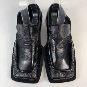 ACSENSE Black Leather Square Toe Loafers Minimalist Italian Style 5-6